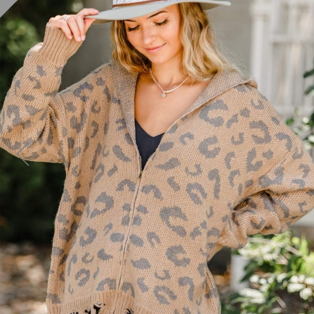 Leopard print sweater hoodie
